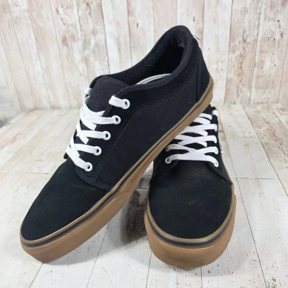Vans Atwood Mens 13 Black Gum Sole Low Top Skate Shoes Canvas Suede Sneakers‎